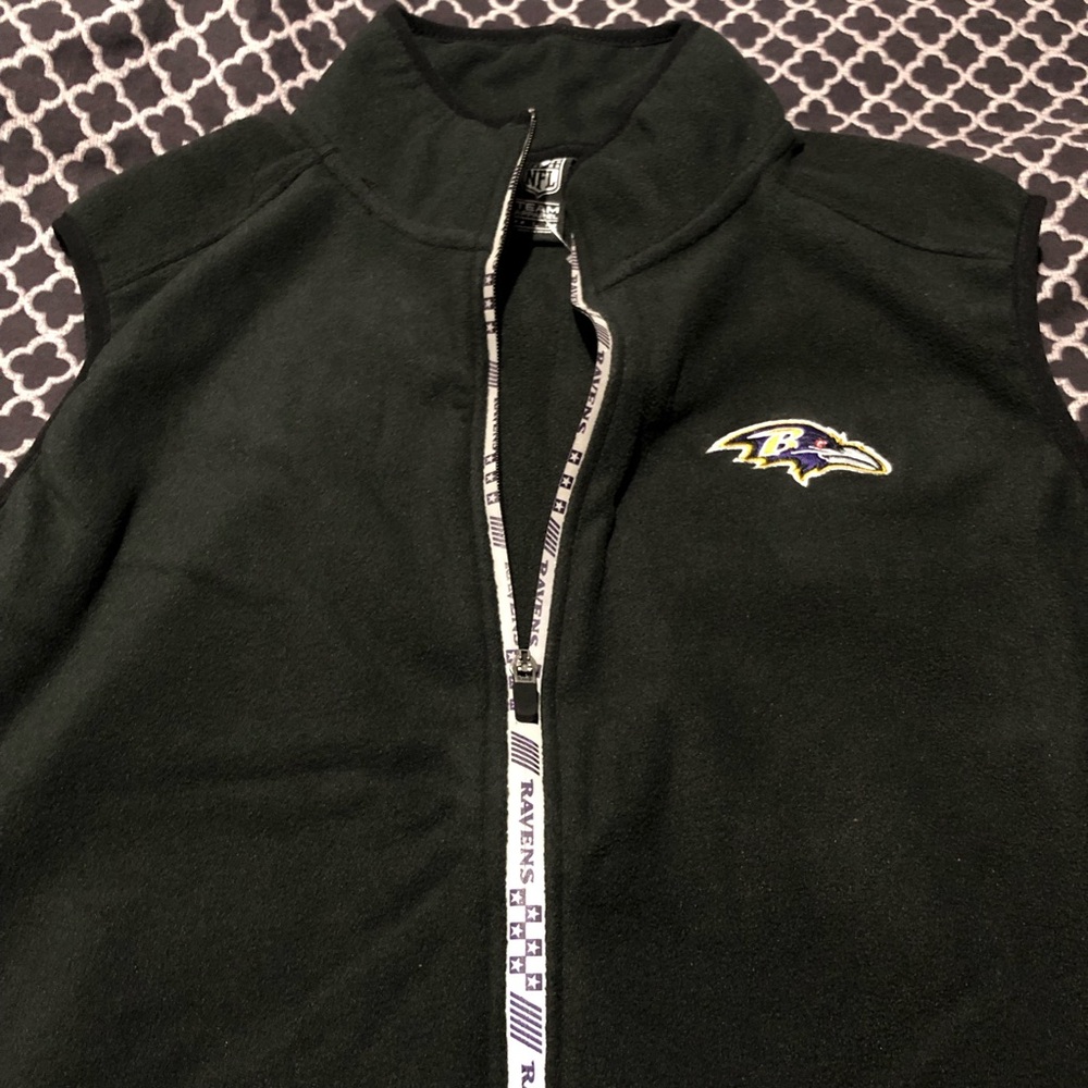 NFL Baltimore Ravens Black Full Zip Jacket Vest Football Sz Large CD14
